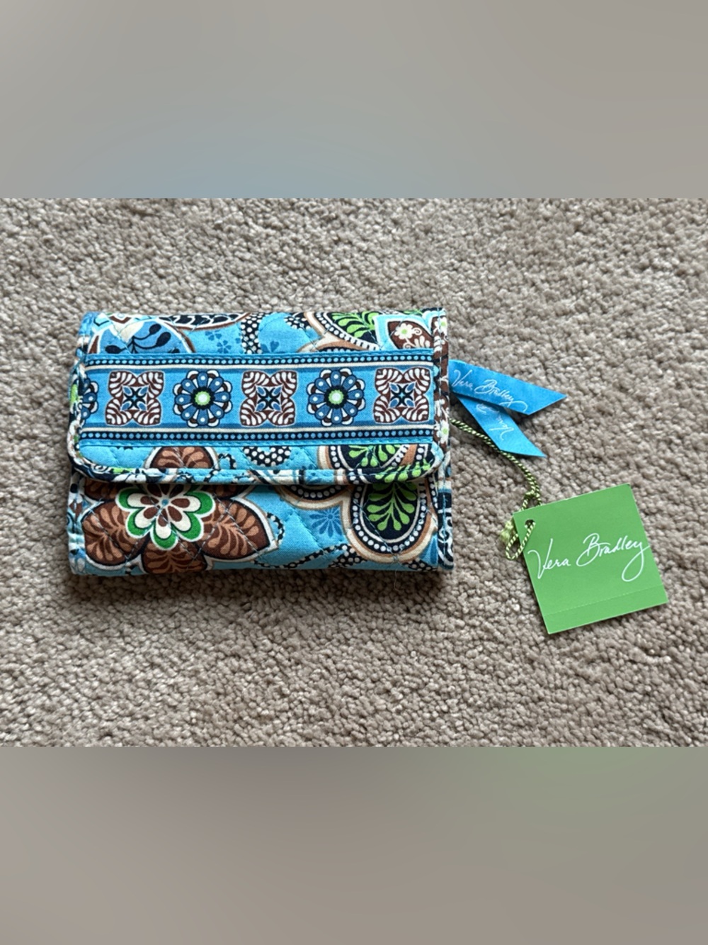New. Vera Bradley Euro Wallet.  Bali Blue.